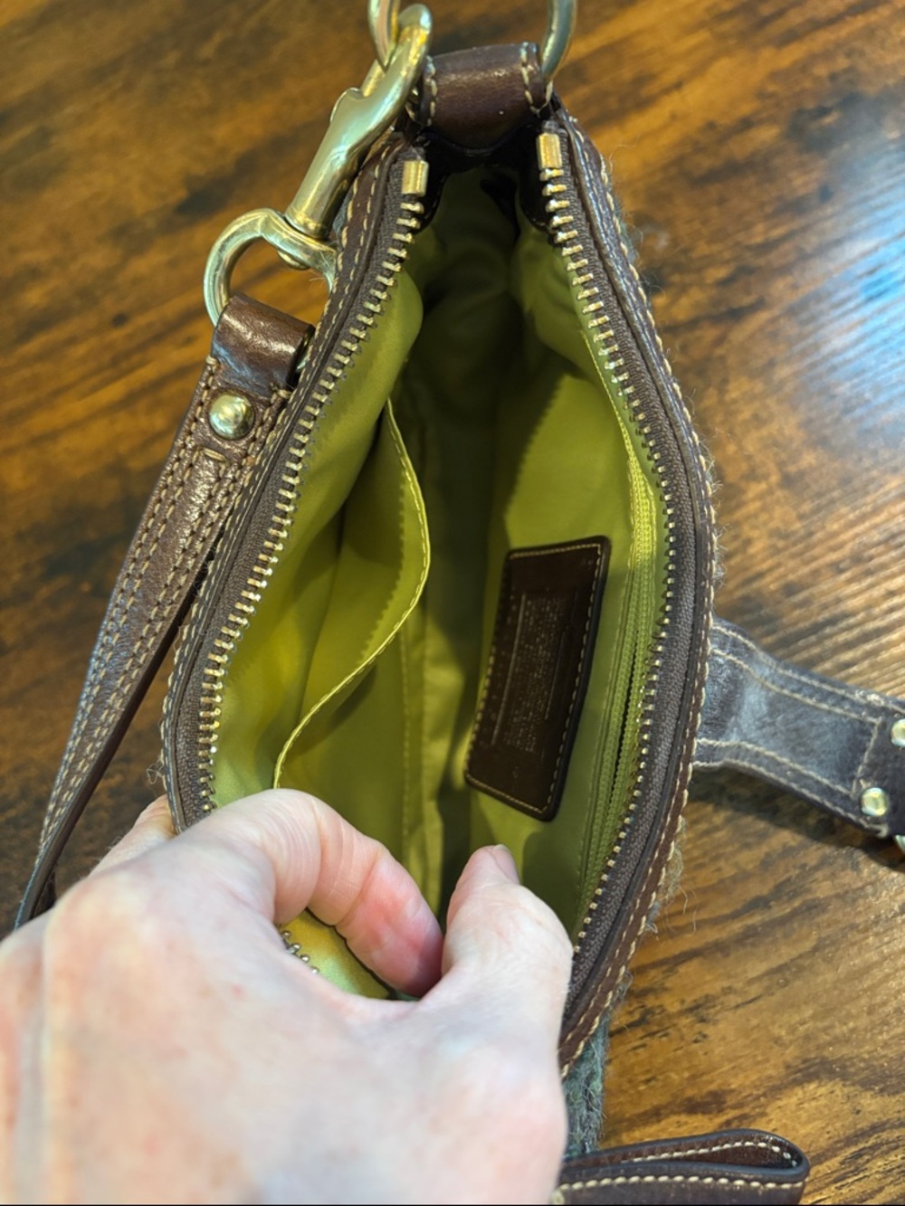 Vintage Y2K Coach Chelsea Tweed Boucle Suede Shoulder Bag Small Purse Handbag - Picture 5 of 7